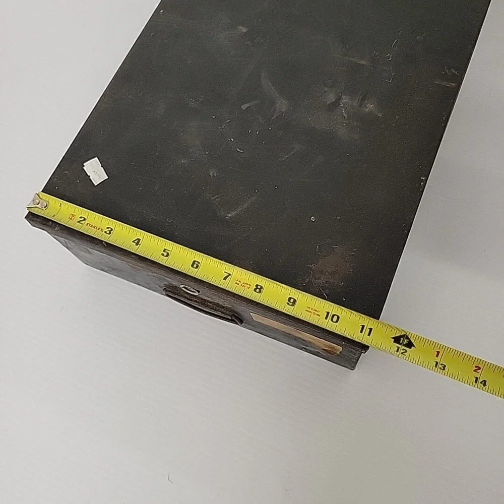 Vintage Metal Strongbox‎ Bank Safe Deposit File Cabinet Box